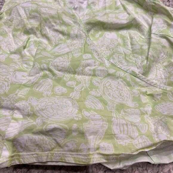 Vintage Lilly Pulitzer Wrap Sleeveless Top Sz 2 Green Sea Creature Resortwear - Picture 3 of 6